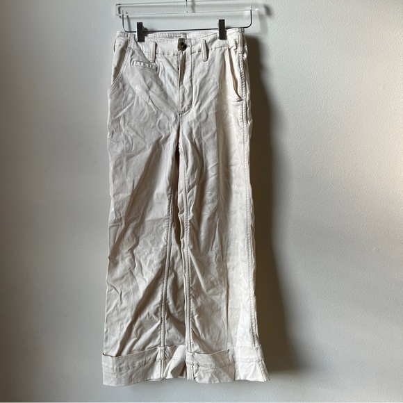 Anthropologie Pilcro 26 Slouchy Full-Length Paint Splatter Chino Pants Creme - Picture 10 of 10